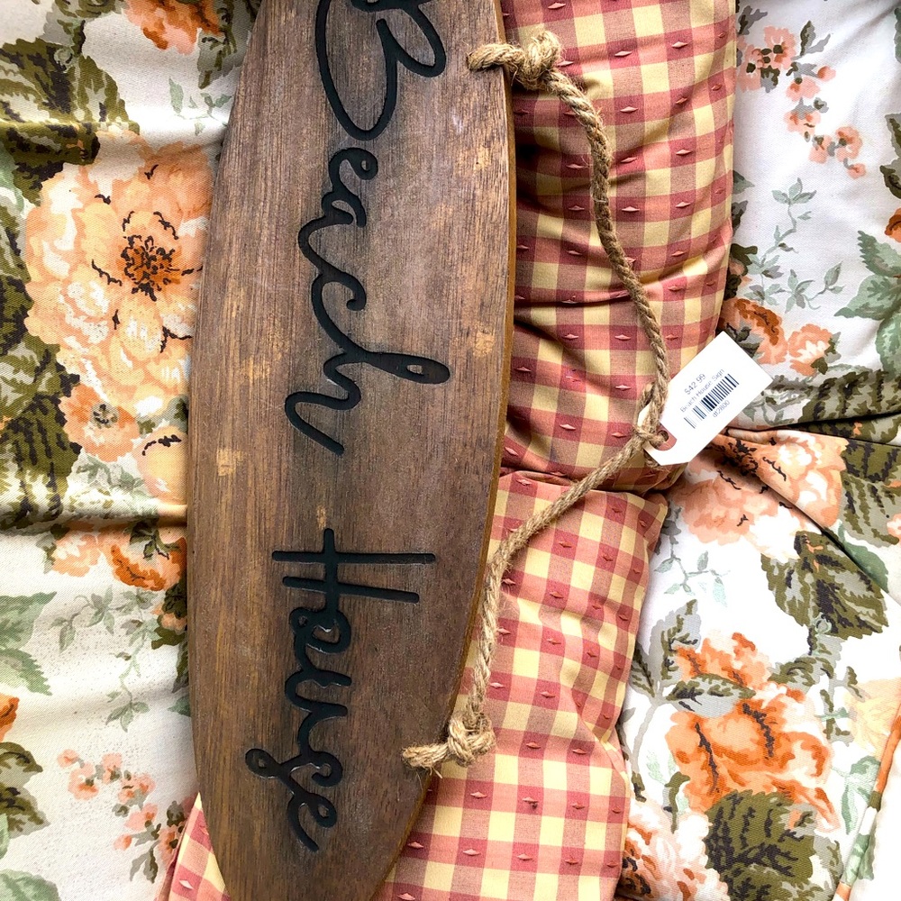 Beach house wooden sign. New